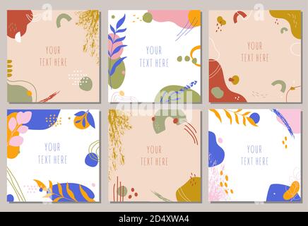 Hand drawn abstract backgrounds set Stock Vector