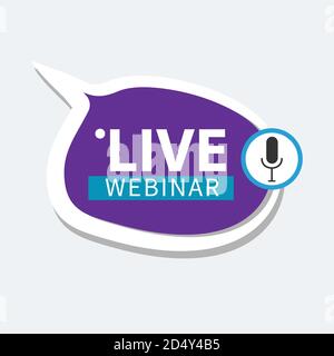 Live Webinar Button, icon, emblem label gradient Vector illustration flat linear badge and banner, bubble, scroll, text speech, sticker, ribbon, embem Stock Vector