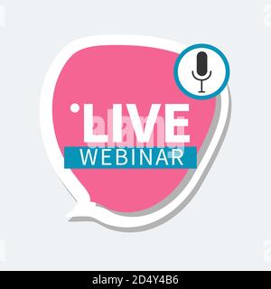 Live Webinar Button, icon, emblem label gradient Vector illustration flat linear badge and banner, bubble, scroll, text speech, sticker, ribbon, embem Stock Vector