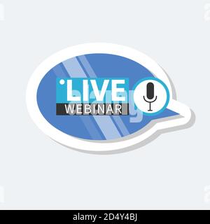 Live Webinar Button, icon, emblem label gradient Vector illustration flat linear badge and banner, scroll, text balloons, sticker, ribbon, embem, post Stock Vector