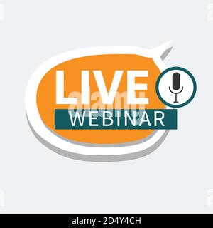 Live Webinar Button, icon, emblem label gradient Vector illustration flat linear badge and banner, bubble, scroll, text speech, sticker, ribbon, embem Stock Vector