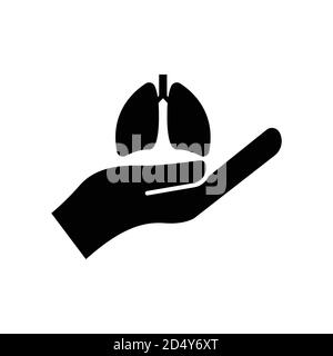 Lungs and hand icon. International pneumonia day. Design template vector Stock Vector