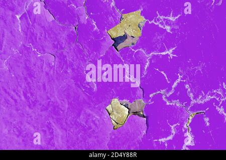 Texture background of magenta peeling paint, peeling paint texture Stock Photo