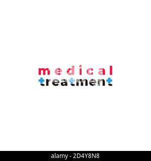 text medical treatment plus symbol logo vector Stock Vector