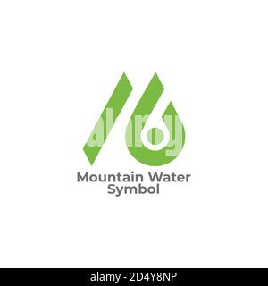 letter m natural mountain drop water symbol logo vector Stock Vector
