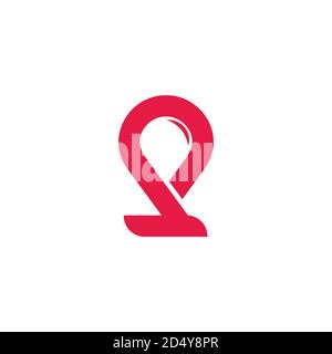 pin location simple geometric line loop logo vector Stock Vector
