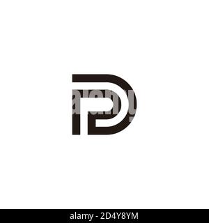 letter pd simple stripes geometric linear logo vector Stock Vector