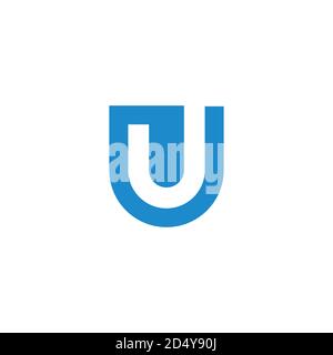 letter u j negative space emblem design logo vector Stock Vector
