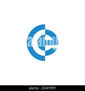 abstract letter ce stripes slice design logo vector Stock Vector