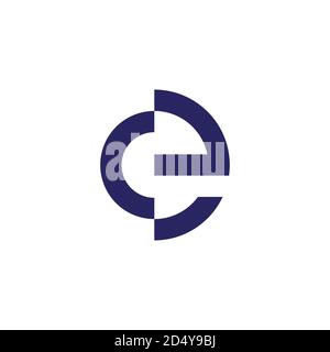 letter ec simple circle cut line geometric logo vector Stock Vector