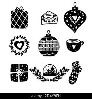 Christmas tree monochromatic scandinavian style seamless pattern ...