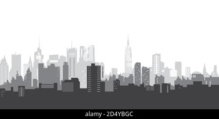 Vector illustration. City landscape. Blue silhouette of the city. City landscape in a flat style. Stock Vector
