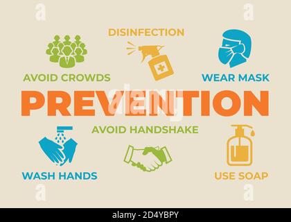 Prevention Concept with icons and signs Stock Vector
