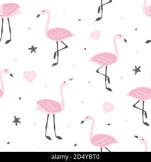 Childish seamless pattern with cute flamingo . Creative texture for fabric and textile Stock Vector