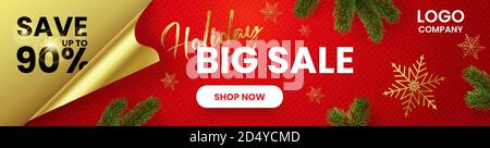 A horizontal web banner. Big holiday sale. Stock Vector