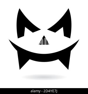 Halloween pumpkin spooky face vector design with teeth and eyes - monster of ghost decoration Stock Vector
