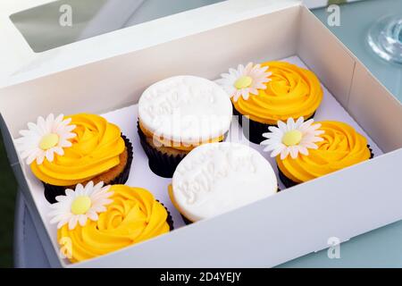 Happy Birthday cakes in a box Stock Photo