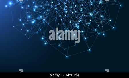 Abstract plexus background with connected lines and dots. Plexus geometric effect. Digital data visualization. Futuristic technology style low-poly Stock Vector