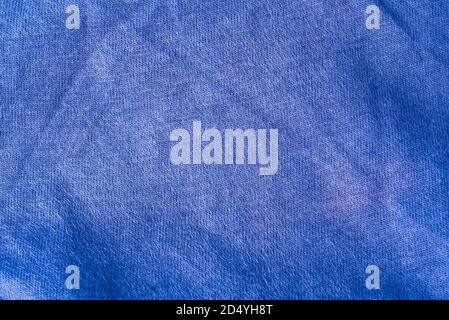 Qualitative blue fabric texture. Abstract background. Close up. Blue cotton fabric on the background. Stock Photo