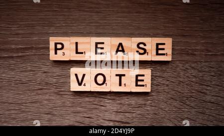 VOTE word text on face mask background Stock Photo