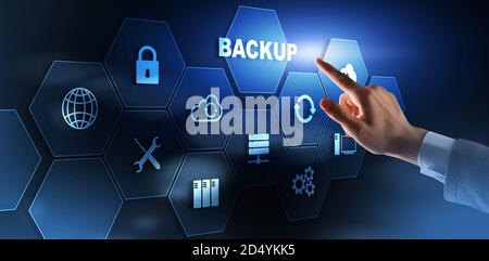 Backup Data Internet Technology Business concept On Virtual Screen. Stock Photo