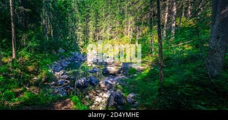 Hiking on the banks of the Eibsee in Bavaria Germany Stock Photo