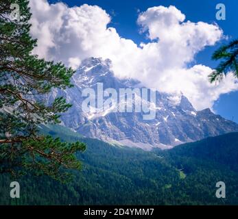 Hiking on the banks of the Eibsee in Bavaria Germany Stock Photo