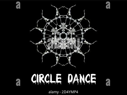 Circle Dance - the dead having a good time in this circle dance mandala Stock Photo