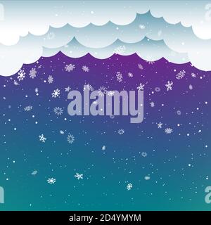 snowfall template on dark clouds background Stock Vector