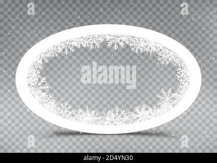 snowy oval frame template Stock Vector