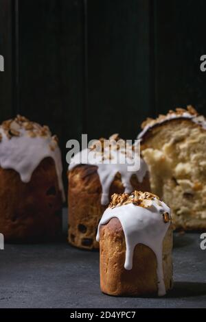 Set of traditional Russian and Ukrainian Easter cake Kulich Paska bread ...