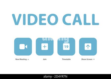 Concept online call, video lecture, internet group conference, training test, work from home, easy communication. Stock Vector