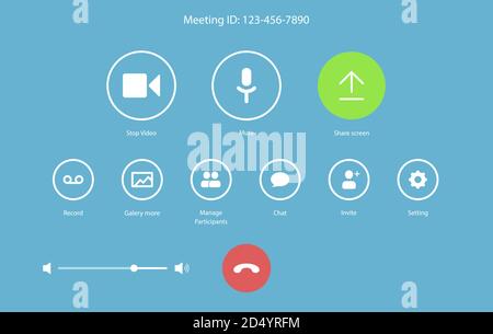Live broadcast apps. Screen interface and icons in social media application. Video and Music app icons. Vector illustration Stock Vector