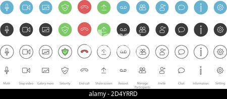 Set Video Call Icon Simple Flat Design Stock Vector
