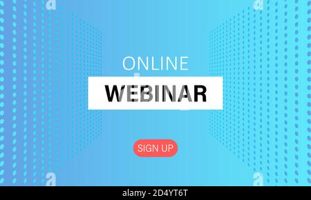 Online webinar landing page. Webinar, webinars and web meetings at the level of colleagues, modern education. Vector illustration Stock Vector