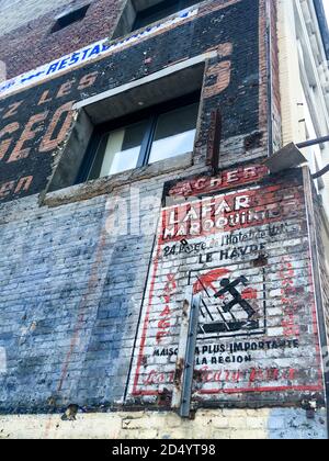 Old Advertising paint, Le Havre, Seine-Maritime, france Stock Photo