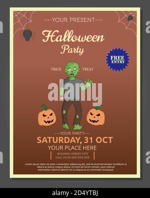 Illustration vector design of Halloween flyer template Stock Vector