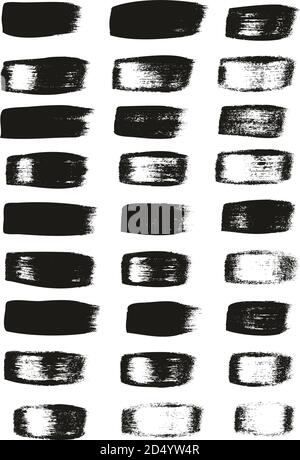 Calligraphy Paint Wide Brush Straight Lines High Detail Abstract Vector Background Set 18 Stock Vector