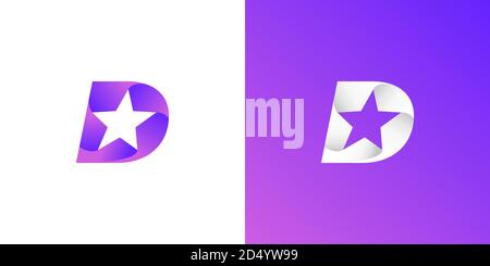 D star logo design . letter D with star concept logo design . vector illustration Stock Vector