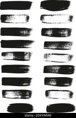 Calligraphy Paint Wide Brush Straight Lines High Detail Abstract Vector Background Set 15 Stock Vector