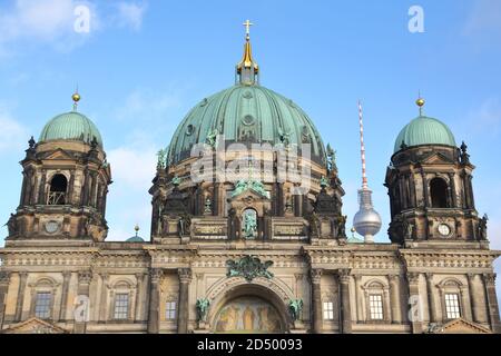 Berlin Cathedral in Berlin, Germany, seen from the Lustgarten Stock Photo