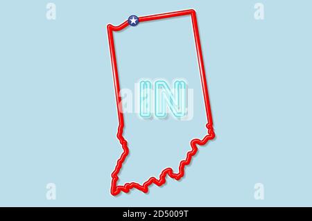 Indiana US state bold outline map. Vector illustration Stock Vector