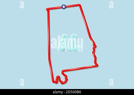 Alabama US State Blank Vector Map - Alabama Us State Bold Outline Map Vector Illustration 2d500b6