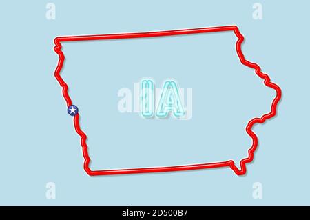 Iowa US State Blank Vector Map - Iowa Us State Bold Outline Map Vector Illustration 2d500b7