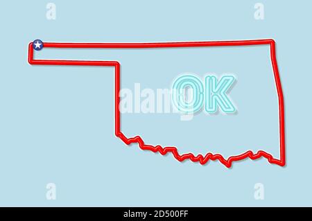 Oklahoma US State Blank Vector - Oklahoma Us State Bold Outline Map Vector Illustration 2d500ff