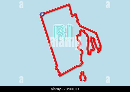 Rhode Island US state bold outline map. Vector illustration Stock Vector