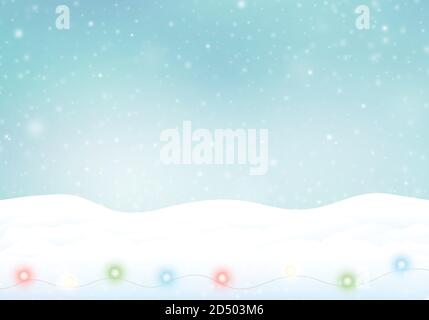 Winter landscape with colored light garland. Stock Vector