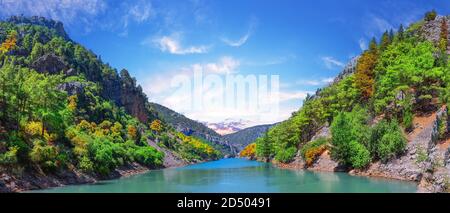 Hot day in Green Canyon with turquoise water Stock Photo