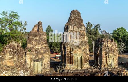 Majestic Banteay Srey Temple intricate carvings that can be seen in the Angkor Wat region Cambodia Stock Photo