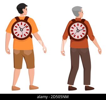 Time is life. Male character at different ages. Concept of lifestyle. Stock Vector